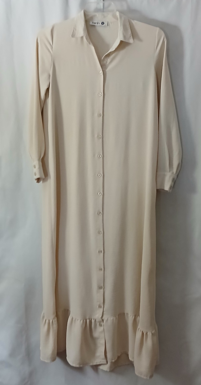 Benin Modest Chic Ruffle Maxi Dress Long Sleeve Boho Prairie Hijab Earthy Size 4